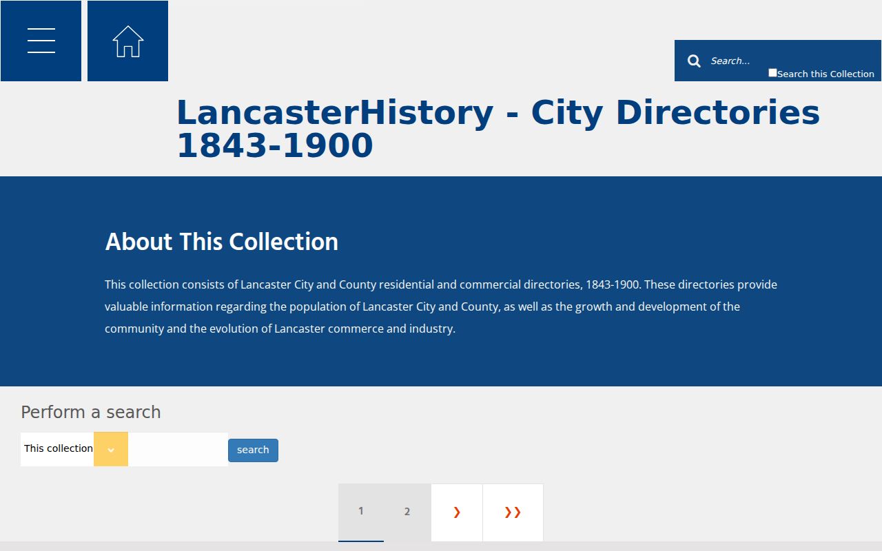 East Hempfield Township city directory PowerLibrary collection 1843 through 1900
