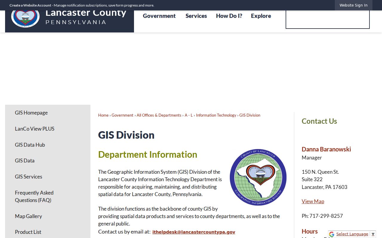 East Hempfield Township street directory GIS parcel-mapping page