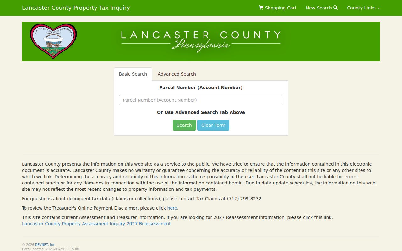 East Hempfield Township street directory wEdge property-search screen