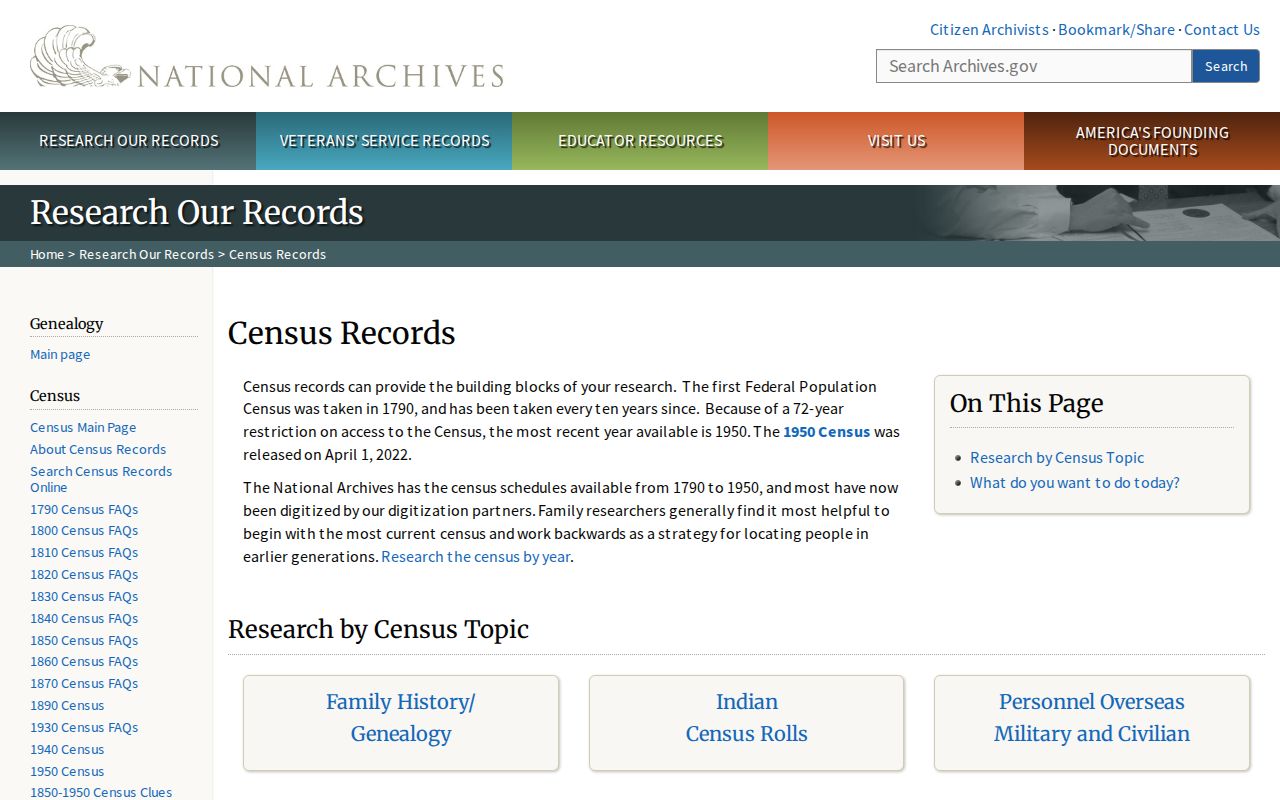 East Hempfield Township previous residents National Archives census research page