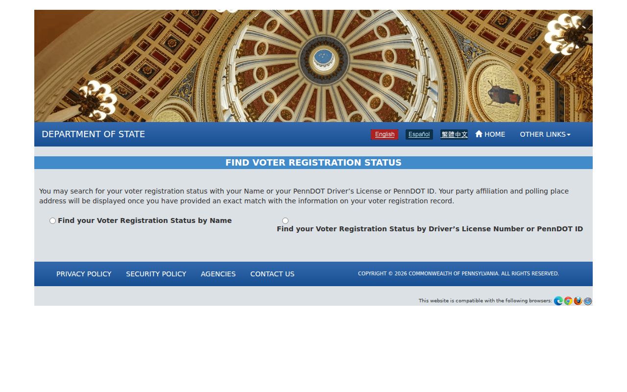 East Hempfield Township resident lookup Pennsylvania voter registration status screen