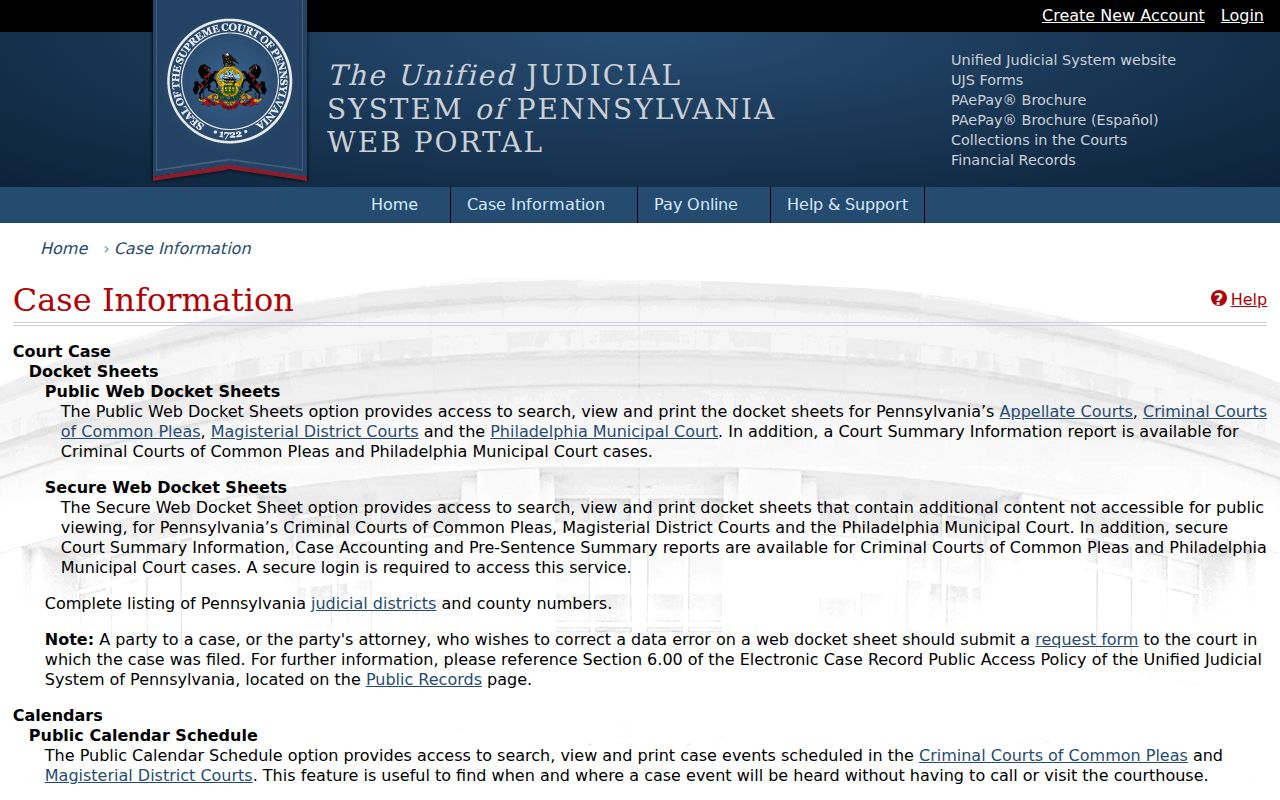 East Hempfield Township resident lookup UJS Case Information portal